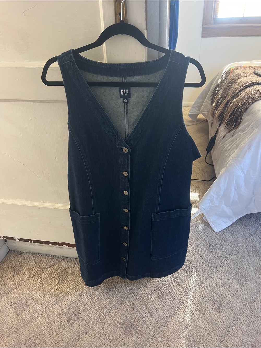 GAP Dark Blue Denim Button-Front Dress